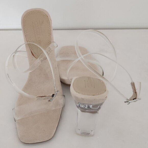 ASOS DESIGN Norton Nude Clear Barely There Heeled Sandals Size 6 USA b37 - Picture 3 of 10